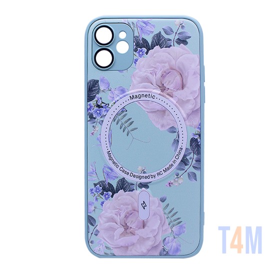 Capa Magnética com Desenho de Flores para Apple iPhone 12 Verde